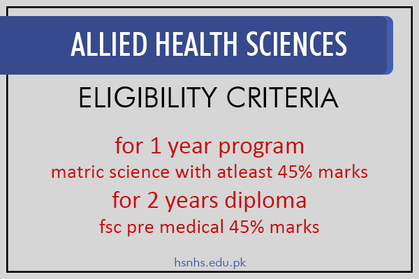 ADMISSION CRITERIA FOR ALLIED HELATH SCIENCES