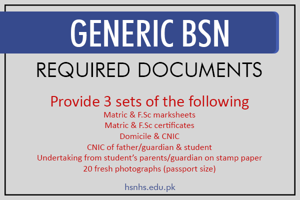 REQUIRED DOCUMENTS FOR BACHELORS OF NURSING PROGRAM