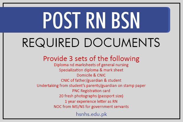 REQUIRED DOCUMENTS FOR POST RN BSN